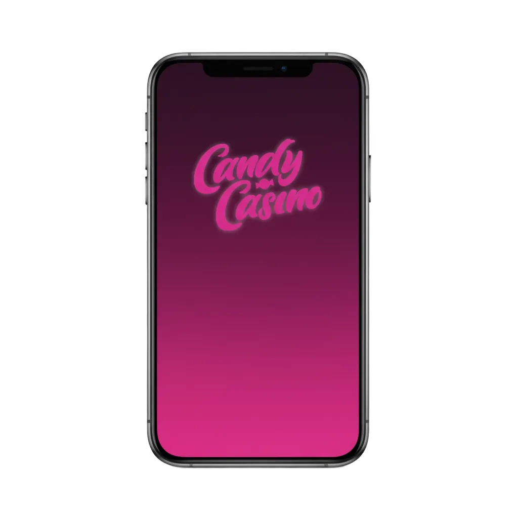 Candy Casino app download banner showing Android and iOS buttons, EN/FR, payment icons, and 100% бонус до 25000 RUB offer.