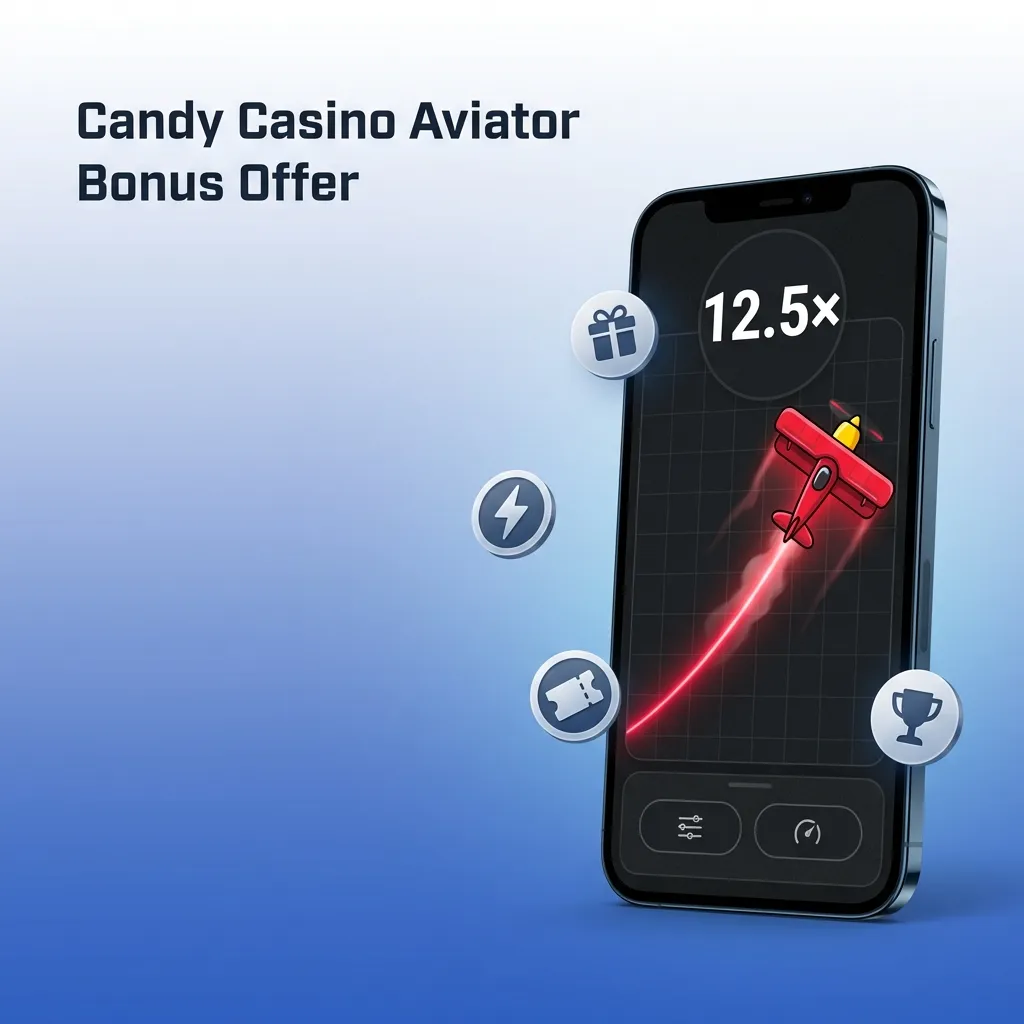 Candy Casino welcome bonus offer showing 100% match up to CA$500 plus 100 free spins for Aviator and casino games