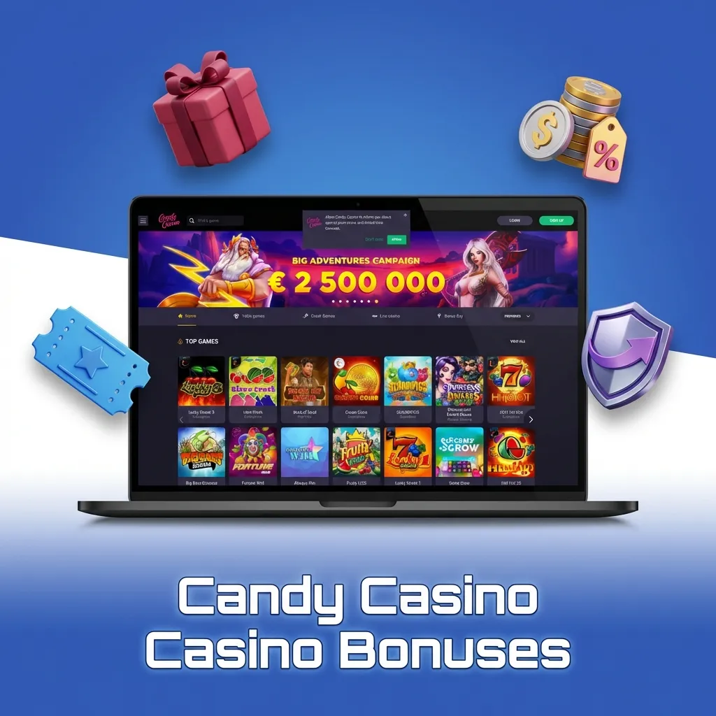 Candy Casino bonuses including reload offers, free spins, cashback, live casino deals, and high roller promotions.