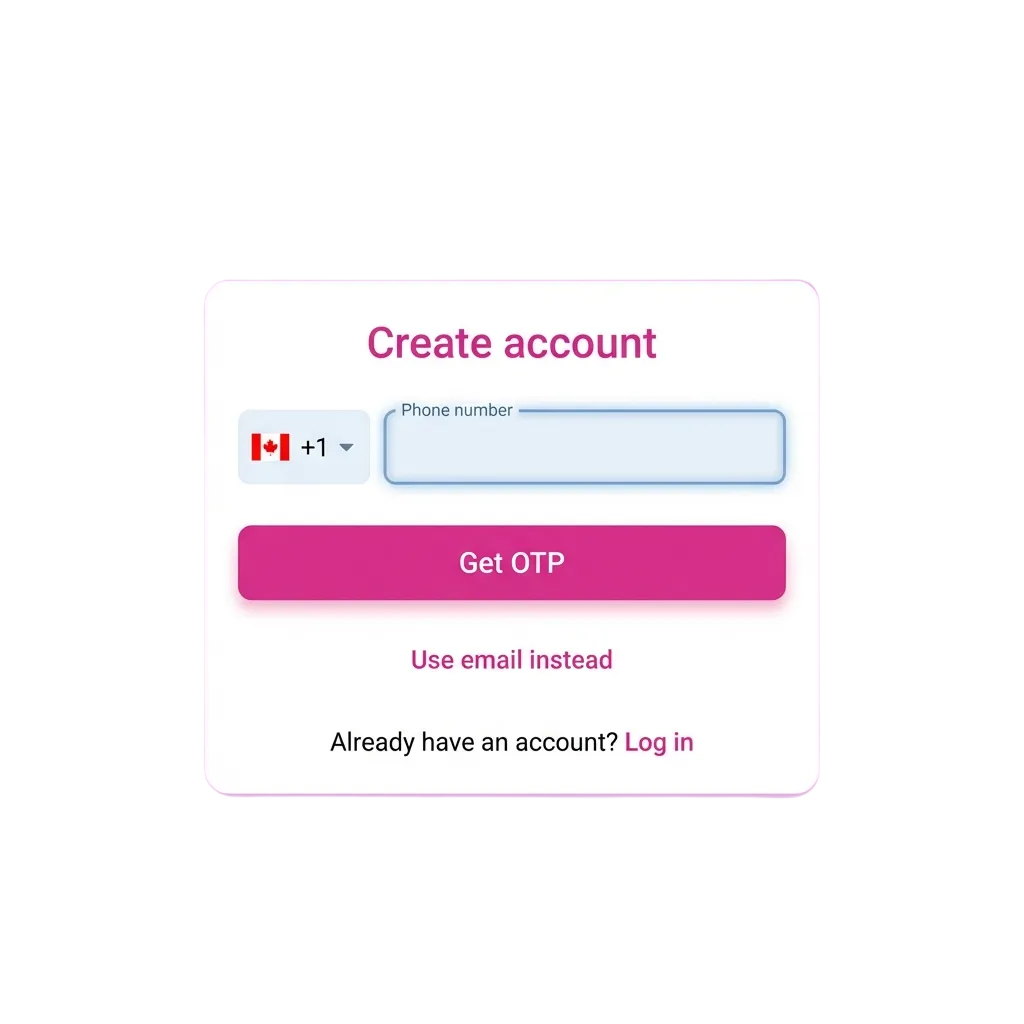 Candy Casino registration page showing sign-up form for Canadian players to access games and claim welcome bonus