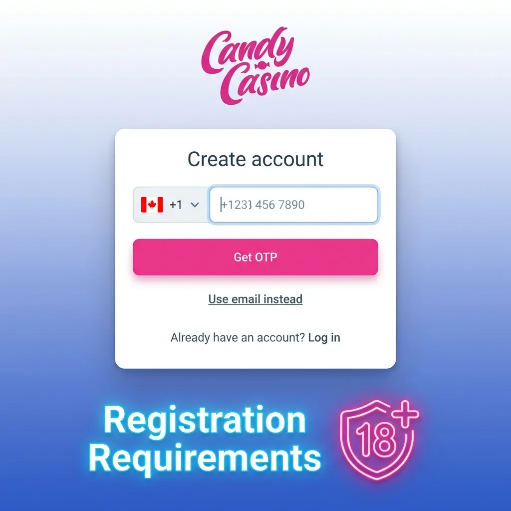 Registration requirements page showing eligibility criteria and account rules for Canadian online gaming platform