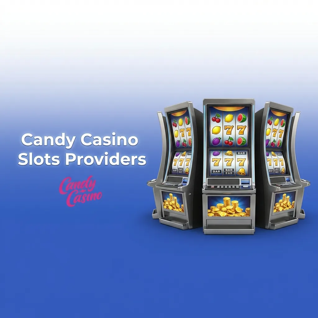 Candy Casino slots providers including Pragmatic Play, NetEnt, Microgaming, and Evolution Gaming logos displayed together