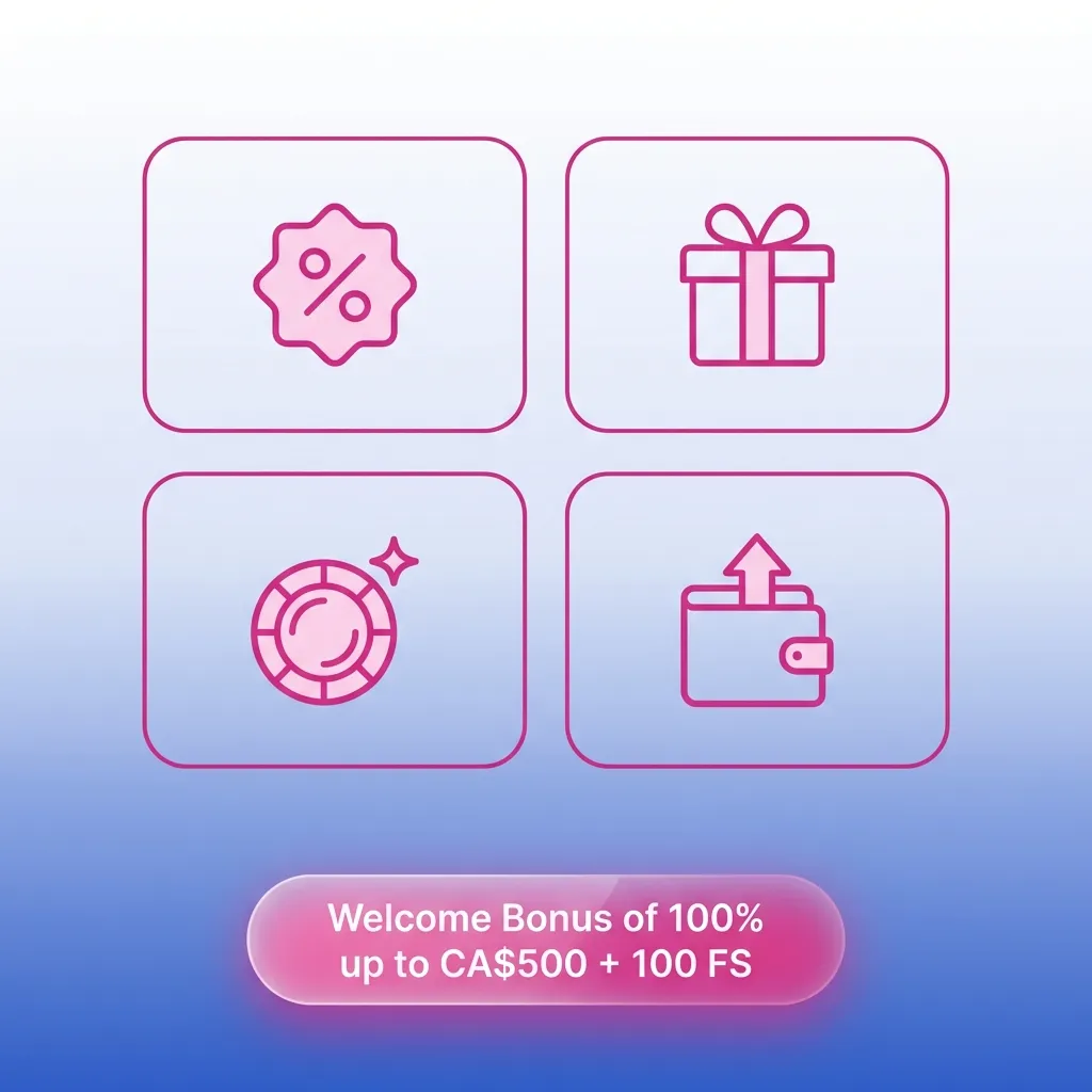 New players get 100% match bonus up to CA$500 plus 100 free spins on first deposit at online casino