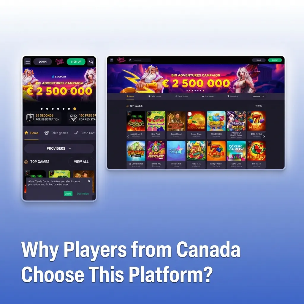 Canadian casino platform with instant CAD deposits, mobile gaming, 24/7 support, and fast withdrawals for local players