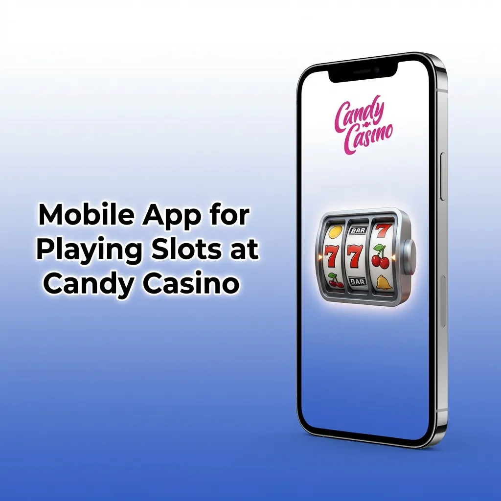 Candy Casino mobile app interface showing slot game navigation, search filters, and gameplay controls on smartphone screen.