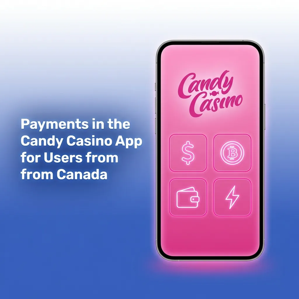 Canadian users viewing payment methods in Candy Casino app including credit cards, e-wallets, crypto, and bank transfers
