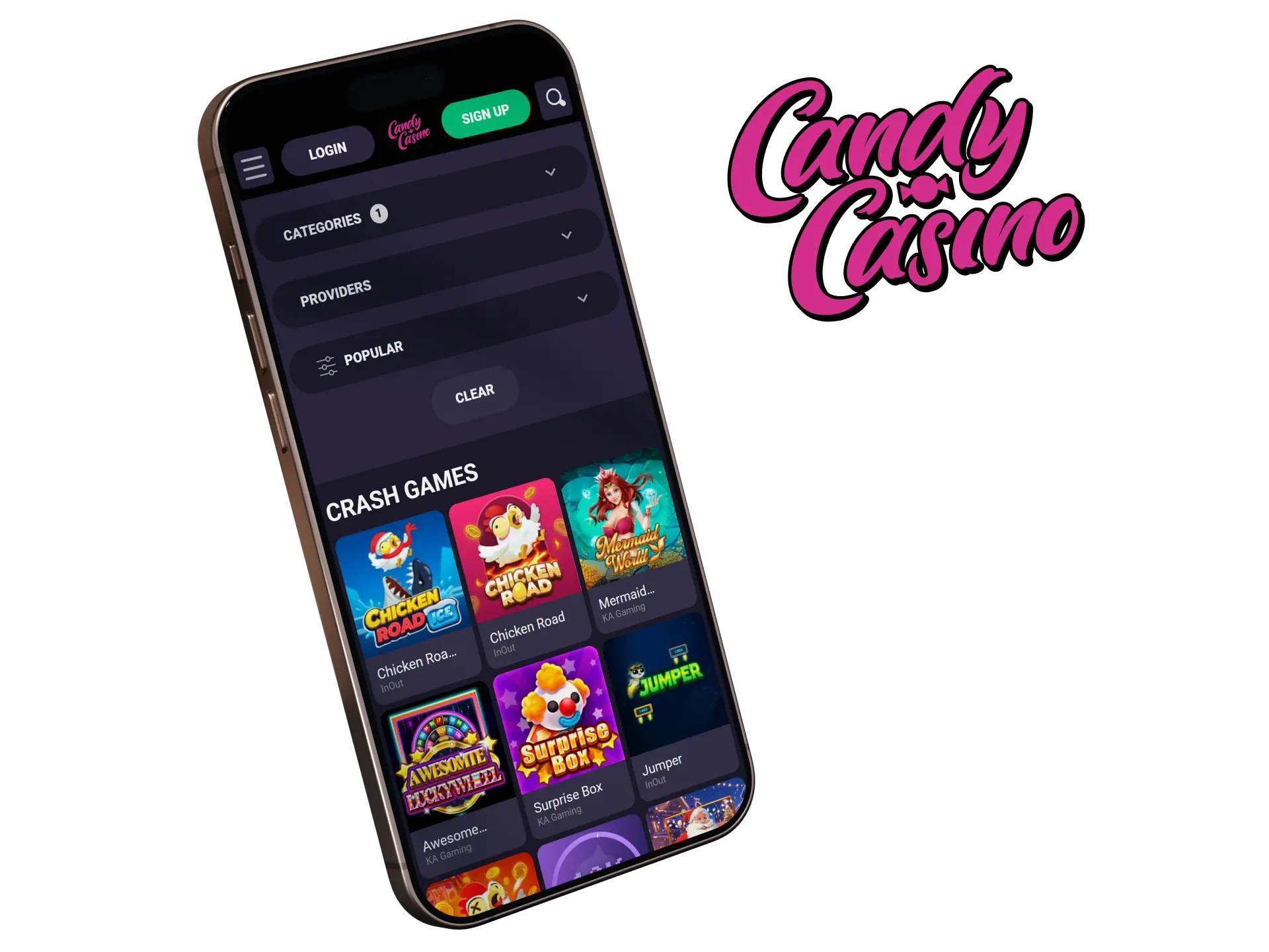 iOS sistemli Apple telefonuna Candy Casino uygulamasını indirip oynamaya başla.