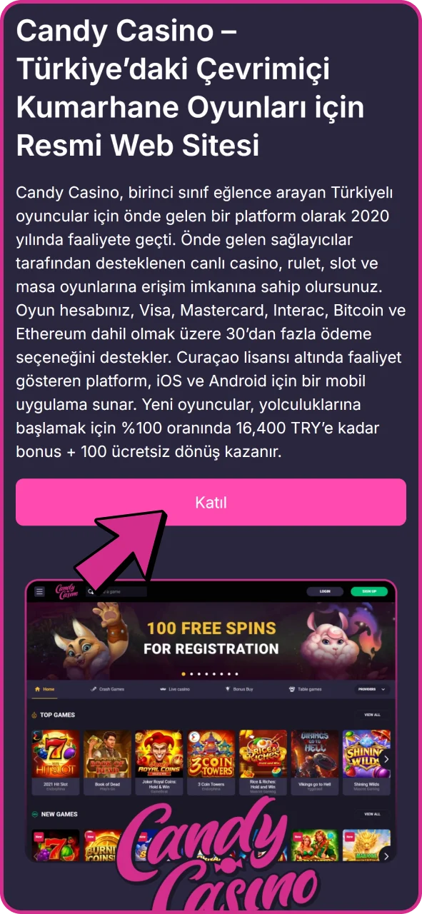 Candy Casino'ya katılmak için bu düğmeye tıklayın.