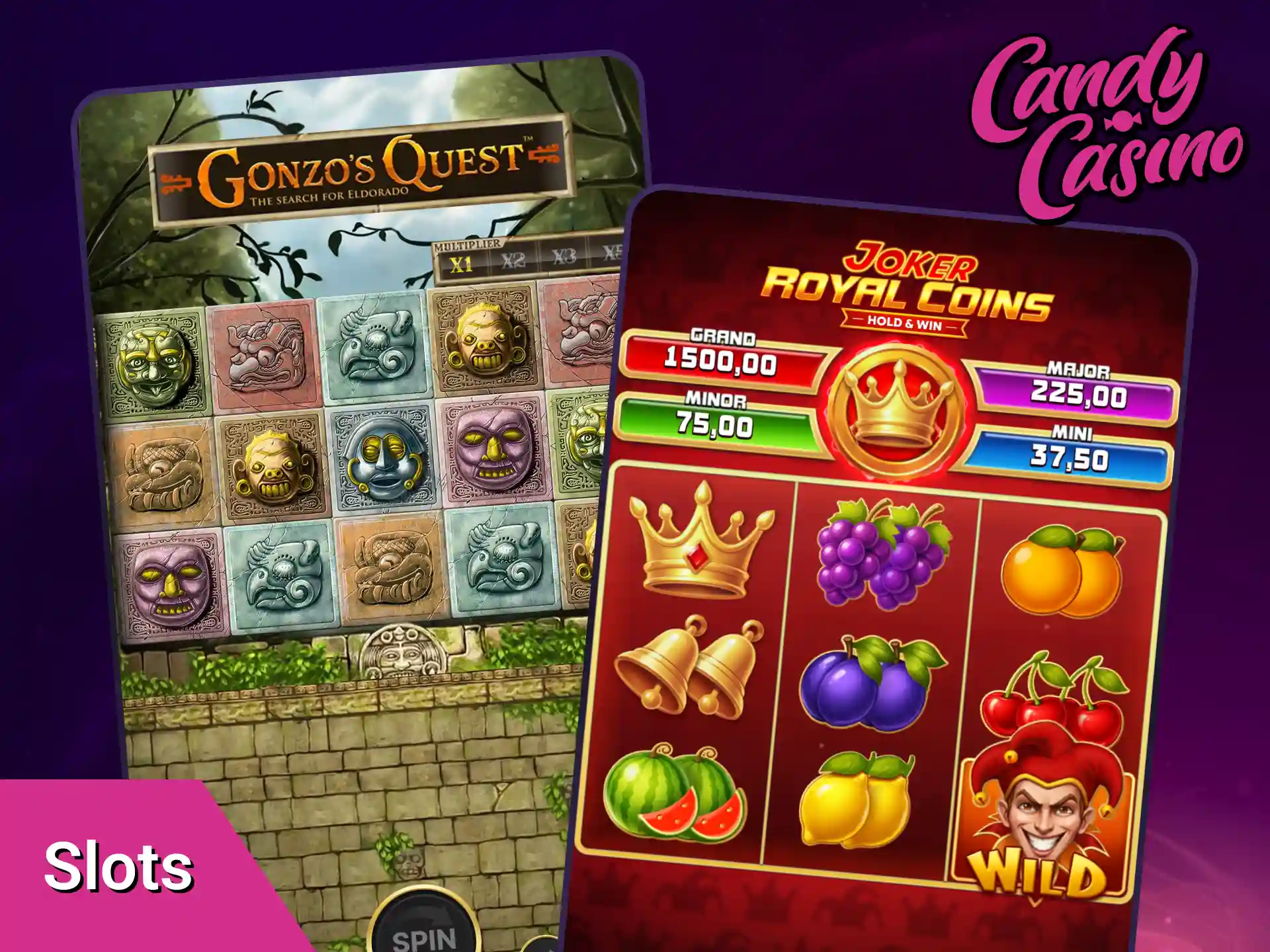 Play the best online slots in the Candy Casino app today.