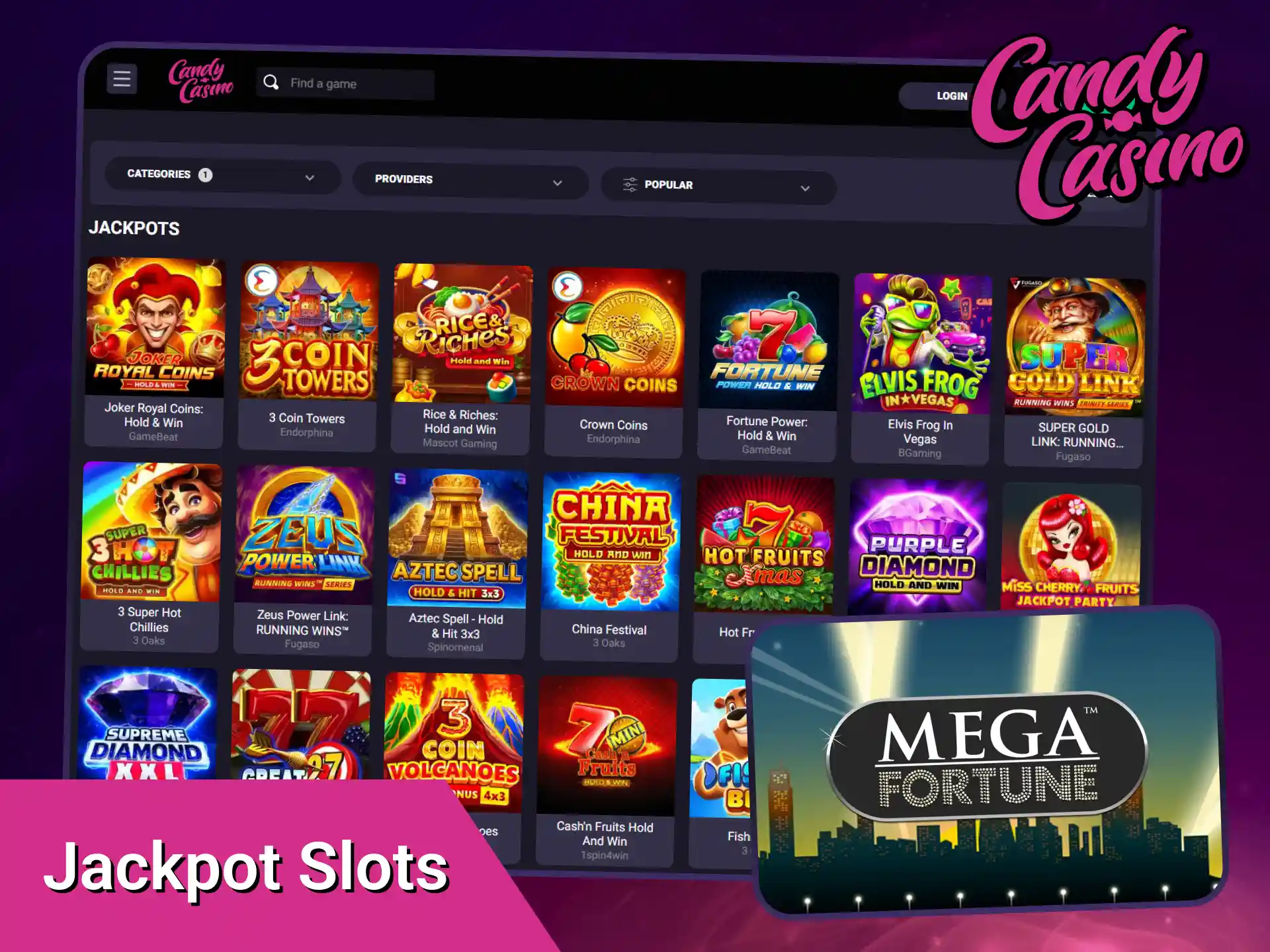 Chase life-changing rewards on the progressive jackpot slots at Candy Casino.