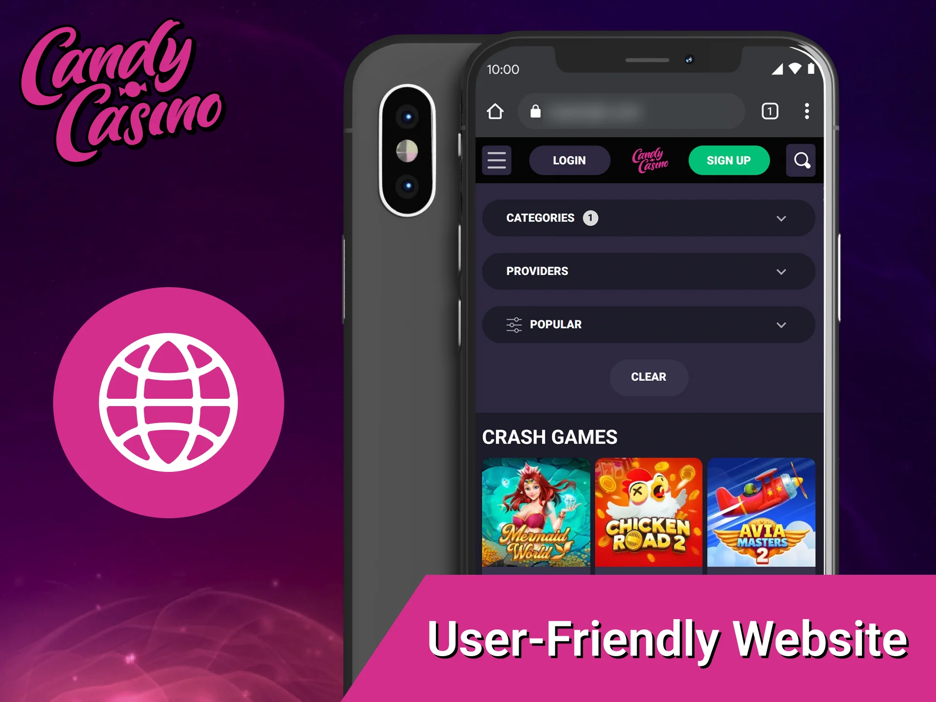 Navigate the user-friendly website of Candy Casino for seamless online casino games.