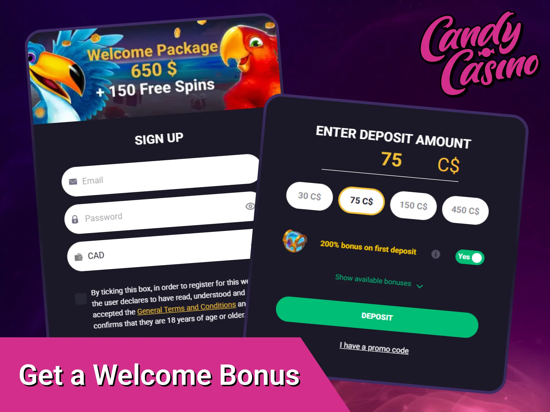 Discover the exact steps to unlock your official Candy Casino welcome bonus.