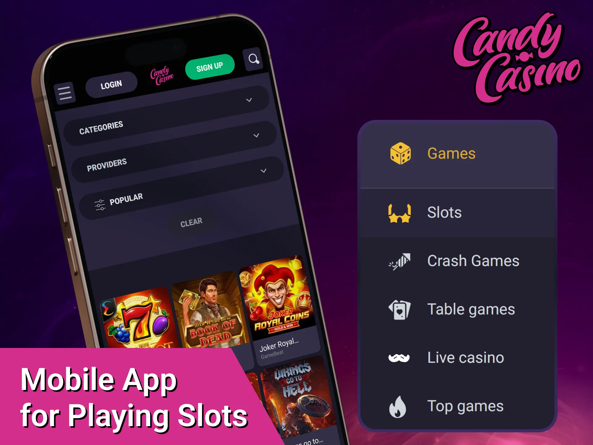 Download the Candy Casino mobile app to play your favorite slots anywhere.