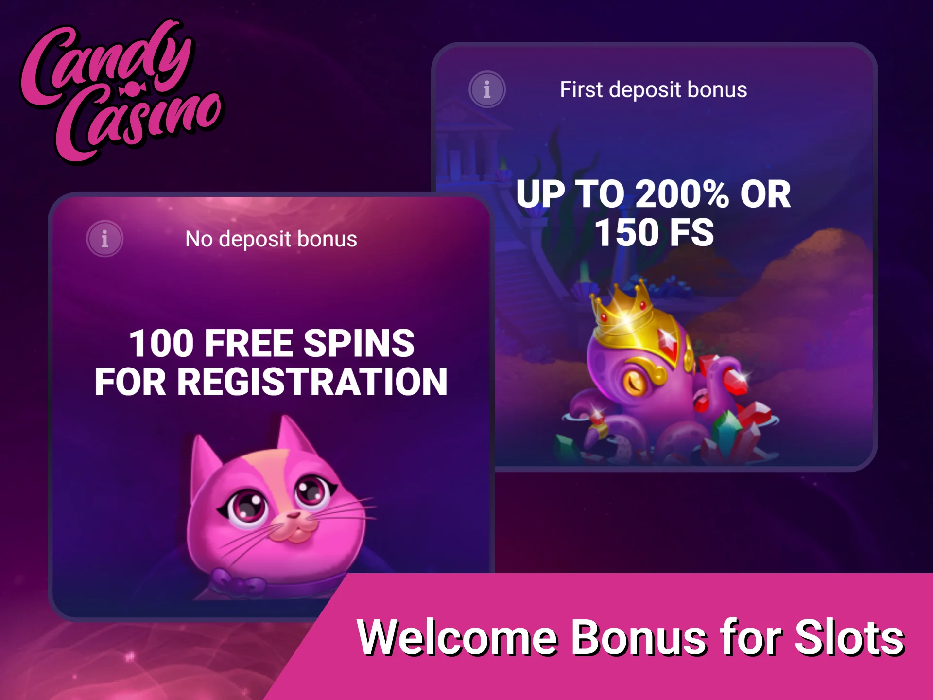 Claim your massive welcome bonus to play exciting Candy Casino slots immediately.